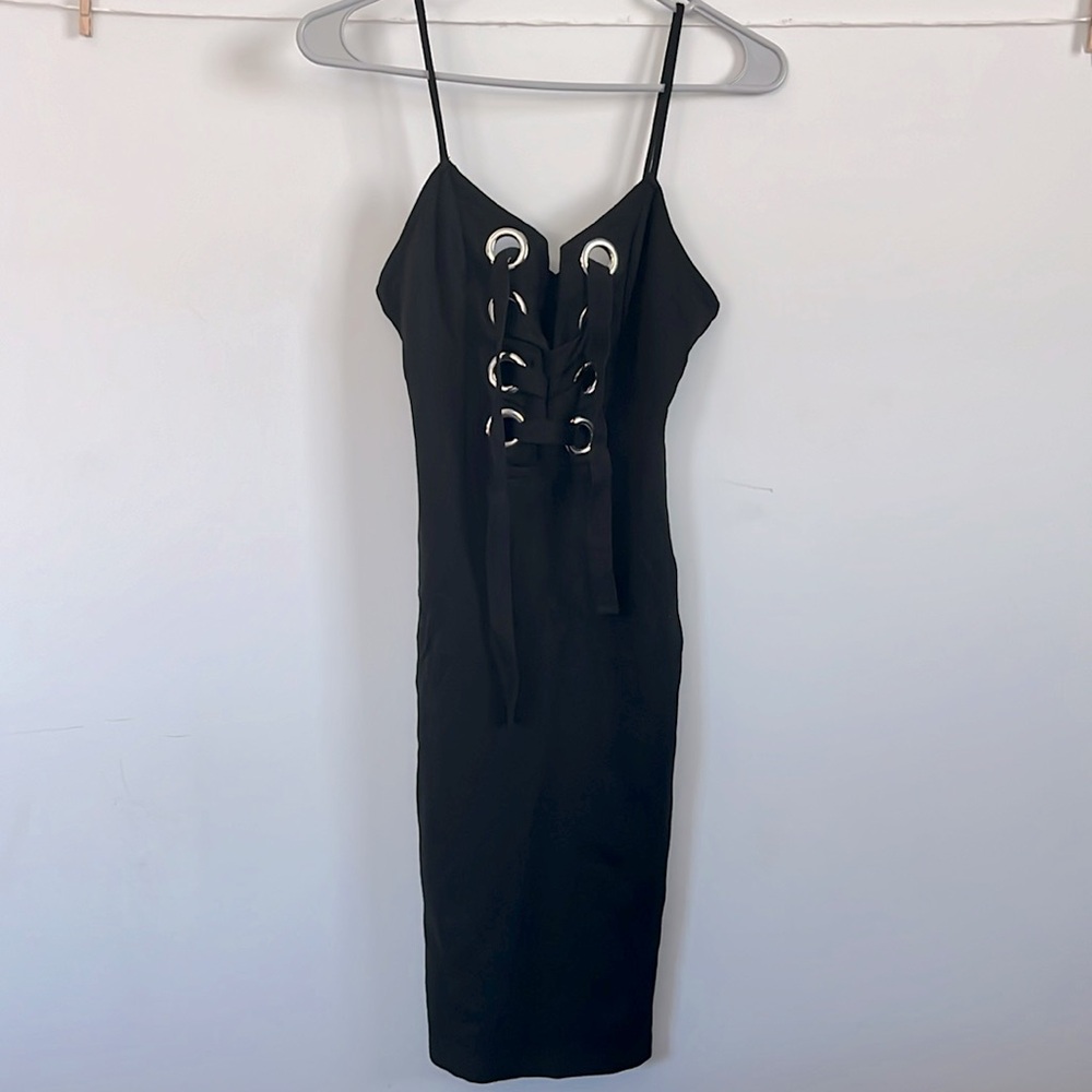 Tie up black dress